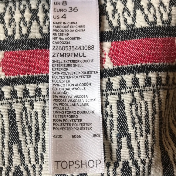 Topshop Tribal Print Ruffled Mini Skirt 4 EUC - Picture 10 of 11